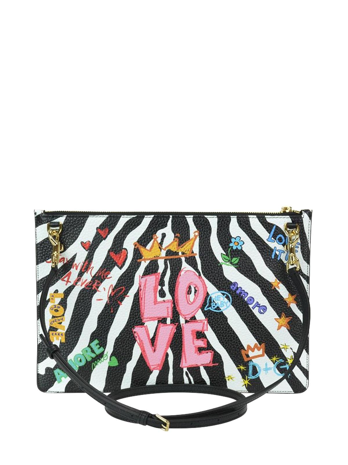 Luxe spuiten In zoomen Clutches Dolce & Gabbana - Graffiti and zebra print leather pouch -  BB6492AV220HYT46