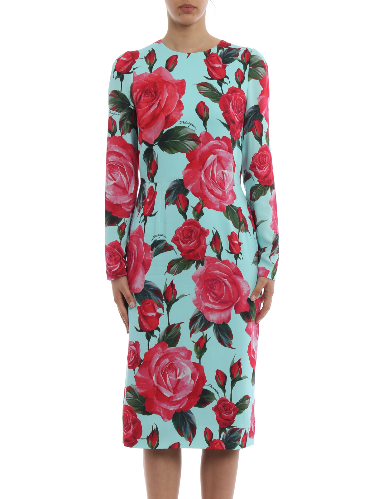 Cocktail dresses Dolce & Gabbana - Macro rose print cady sheath dress -  F65Z8TFSRJMHCP71