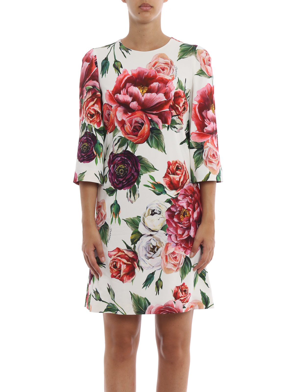 Gabbana - Peony print cady A-line dress 
