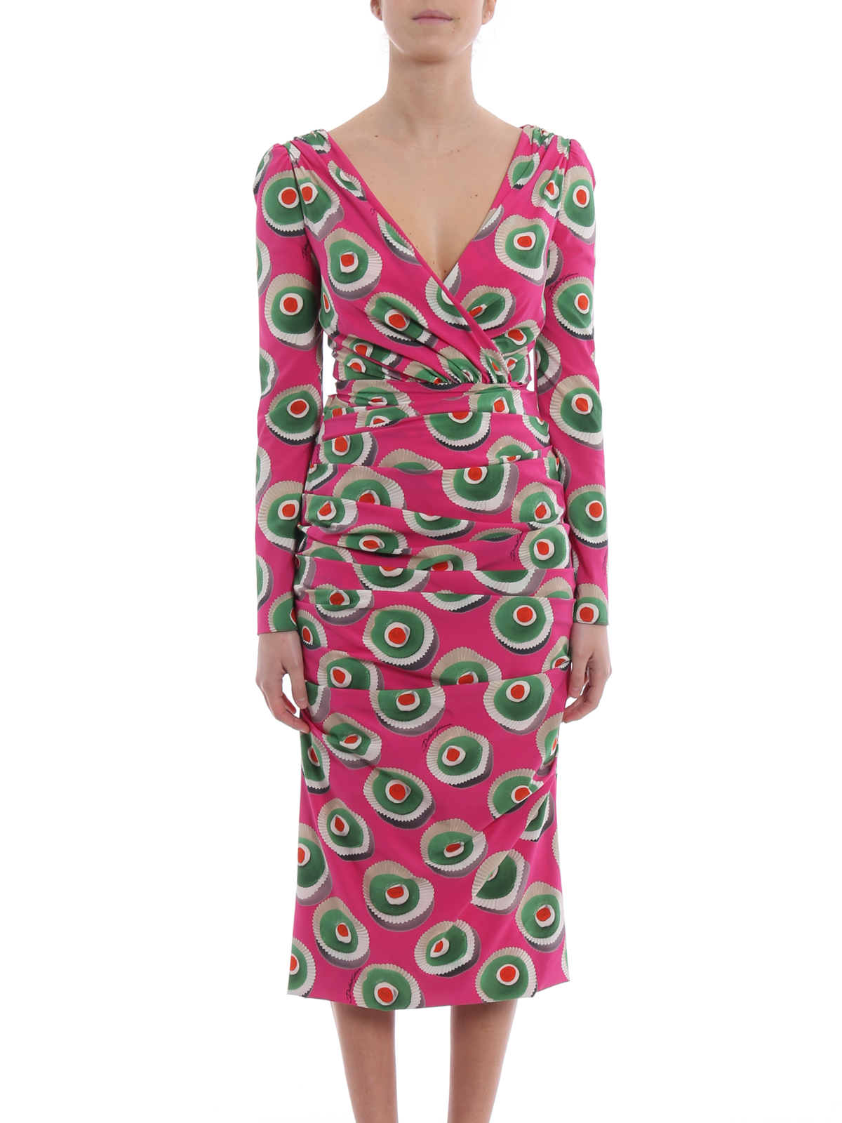 Dolceamp; Abiti Drappeggi Da Con Gabbana Seta Abito Midi In Ybfy76g