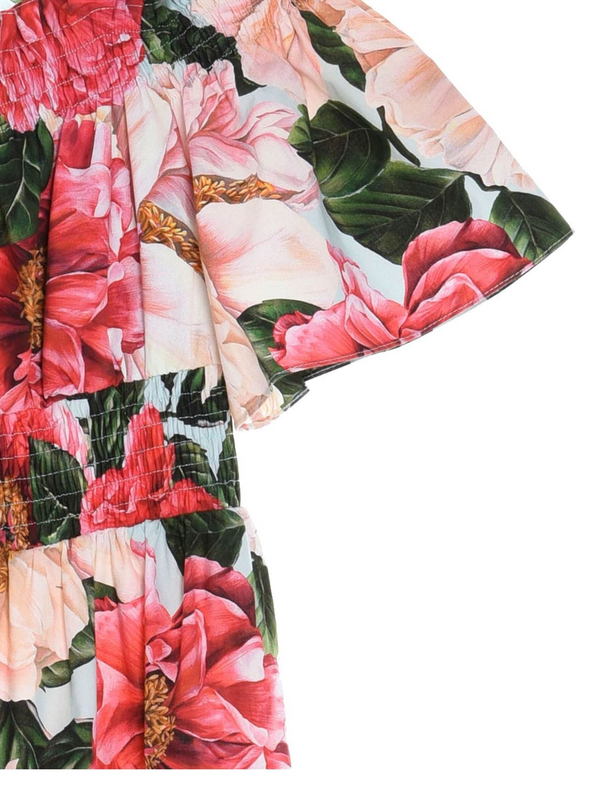 Dresses Dolce & Gabbana Jr - Camellia print dress in multicolor -  L52DN9HS5H5HC2AI