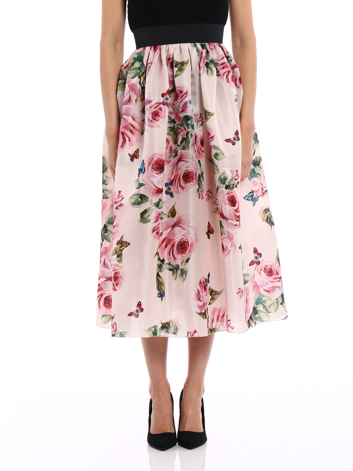 Knee length skirts & Midi Dolce & Gabbana - Roses print silk organdy skirt  - F4AGGTHS1P7HAH41
