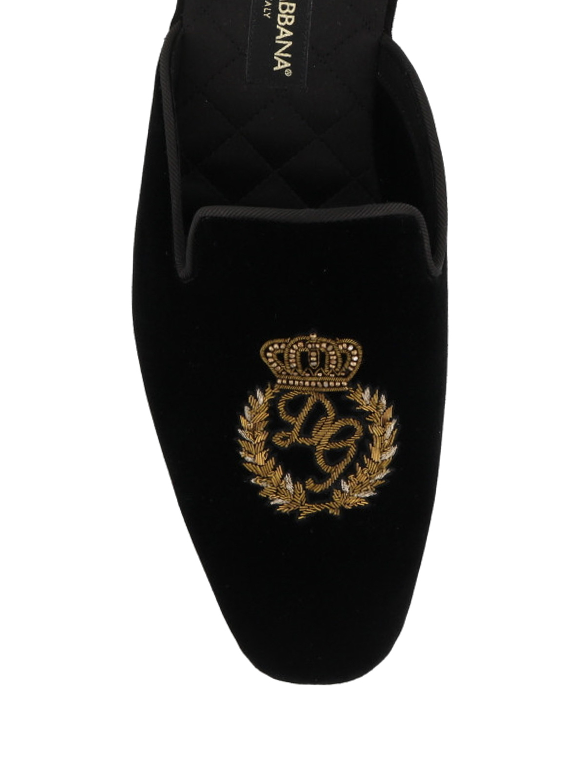 Embroidered logo velvet slippers 