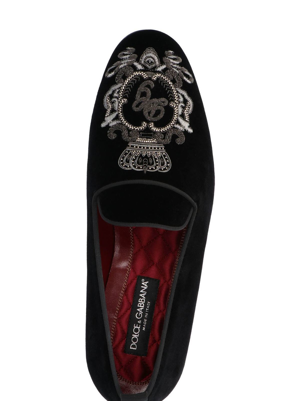 Uomo Scarpe da Scarpe slip on da Pantofole e ciabatte Slippers con decorazioneDolce & Gabbana in Velluto da Uomo colore Nero 