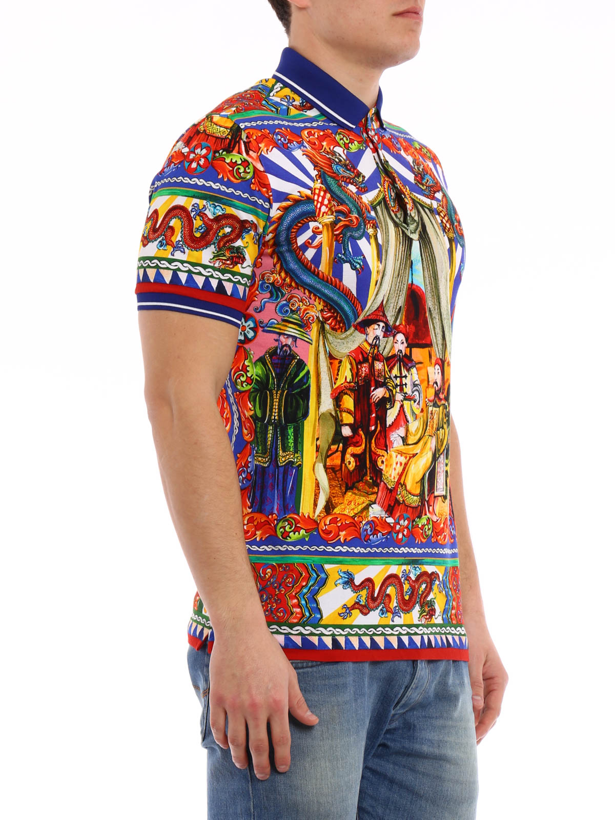 Polo shirts Dolce & Gabbana - Sicilian cart patterned polo shirt ...