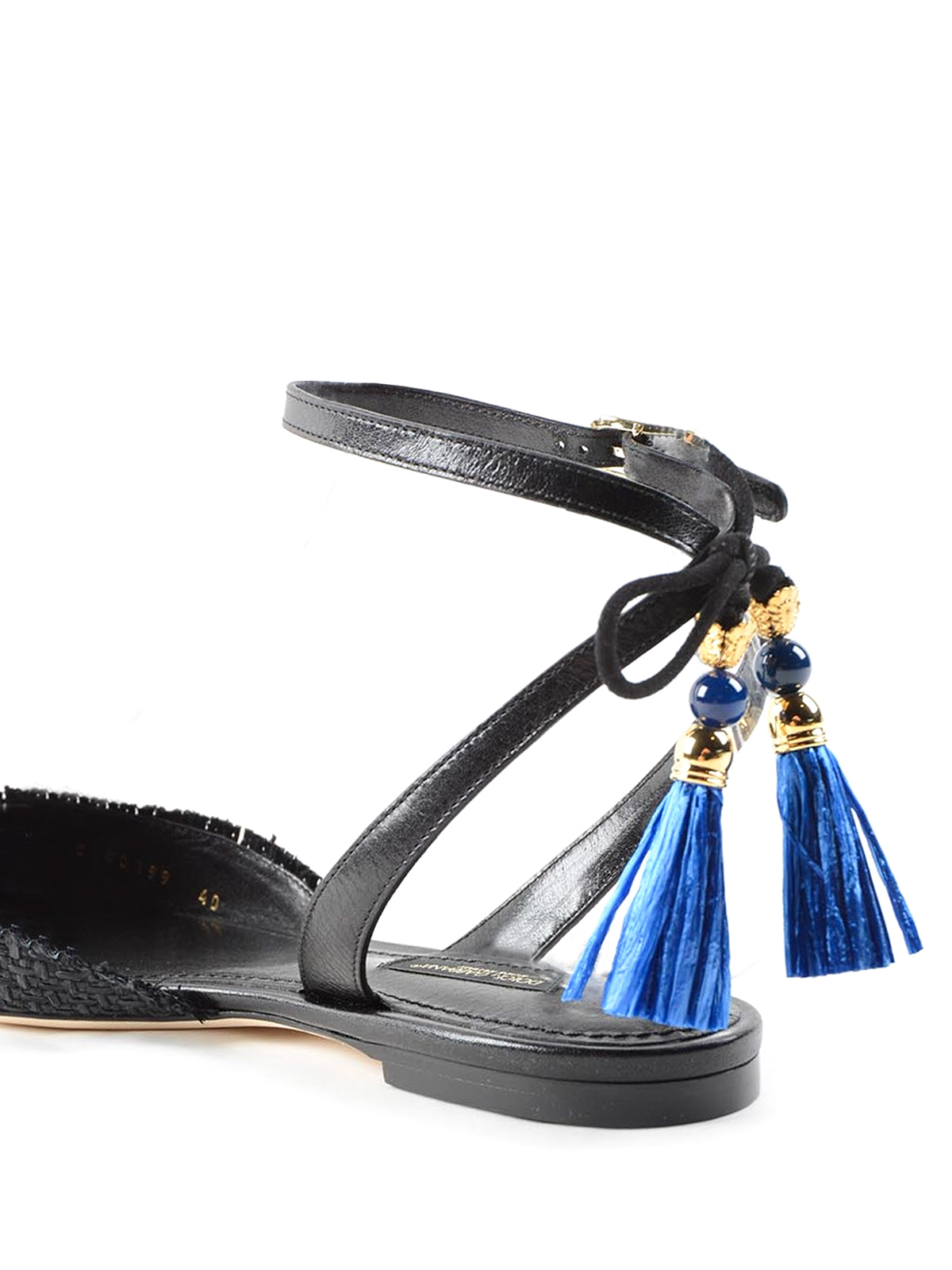 Sandals Dolce & Gabbana - Embellished raffia slippers - CG0199AG4518B956