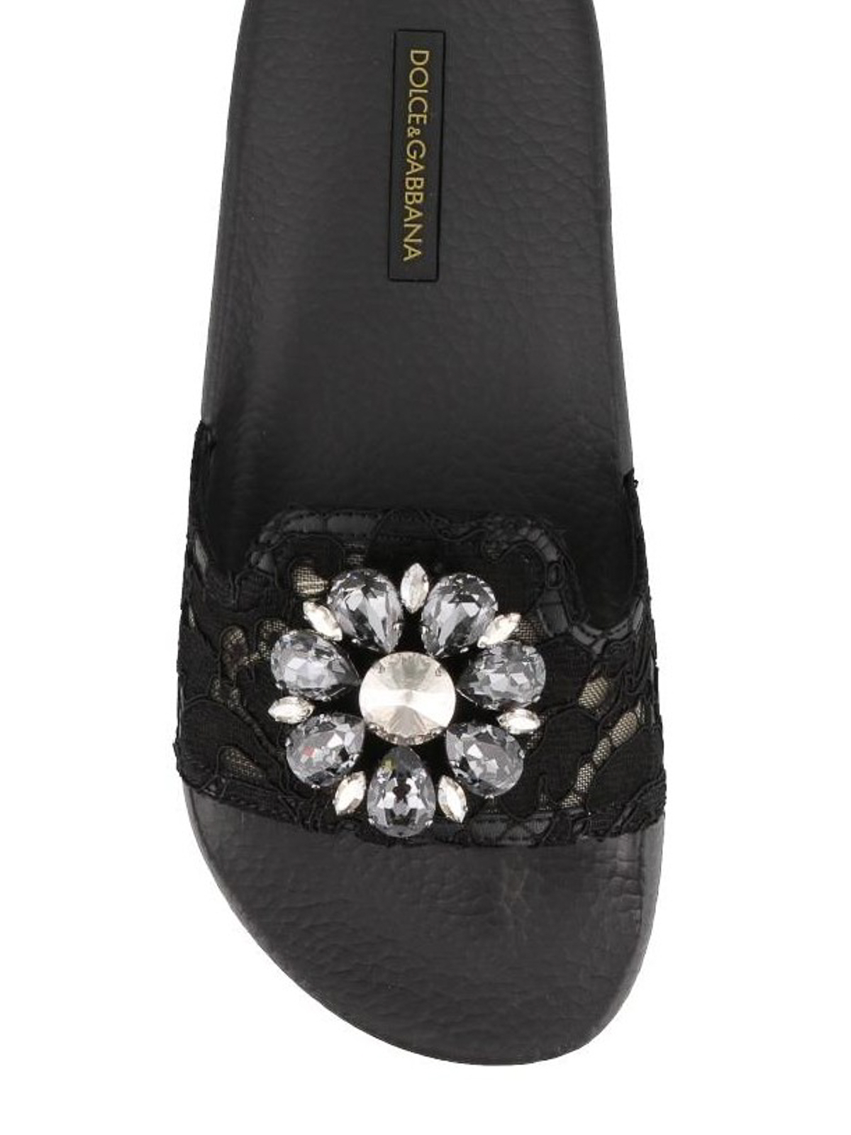 Sandals Dolce & Gabbana - Rainbow lace jewel black slides - CW0095AU5668B956