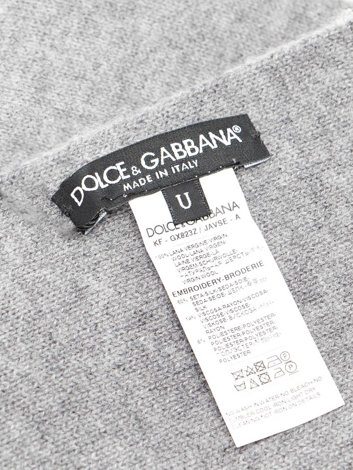 Scarves Dolce & Gabbana - Logo embroidery wool scarf - GX823ZJAVSEN2613
