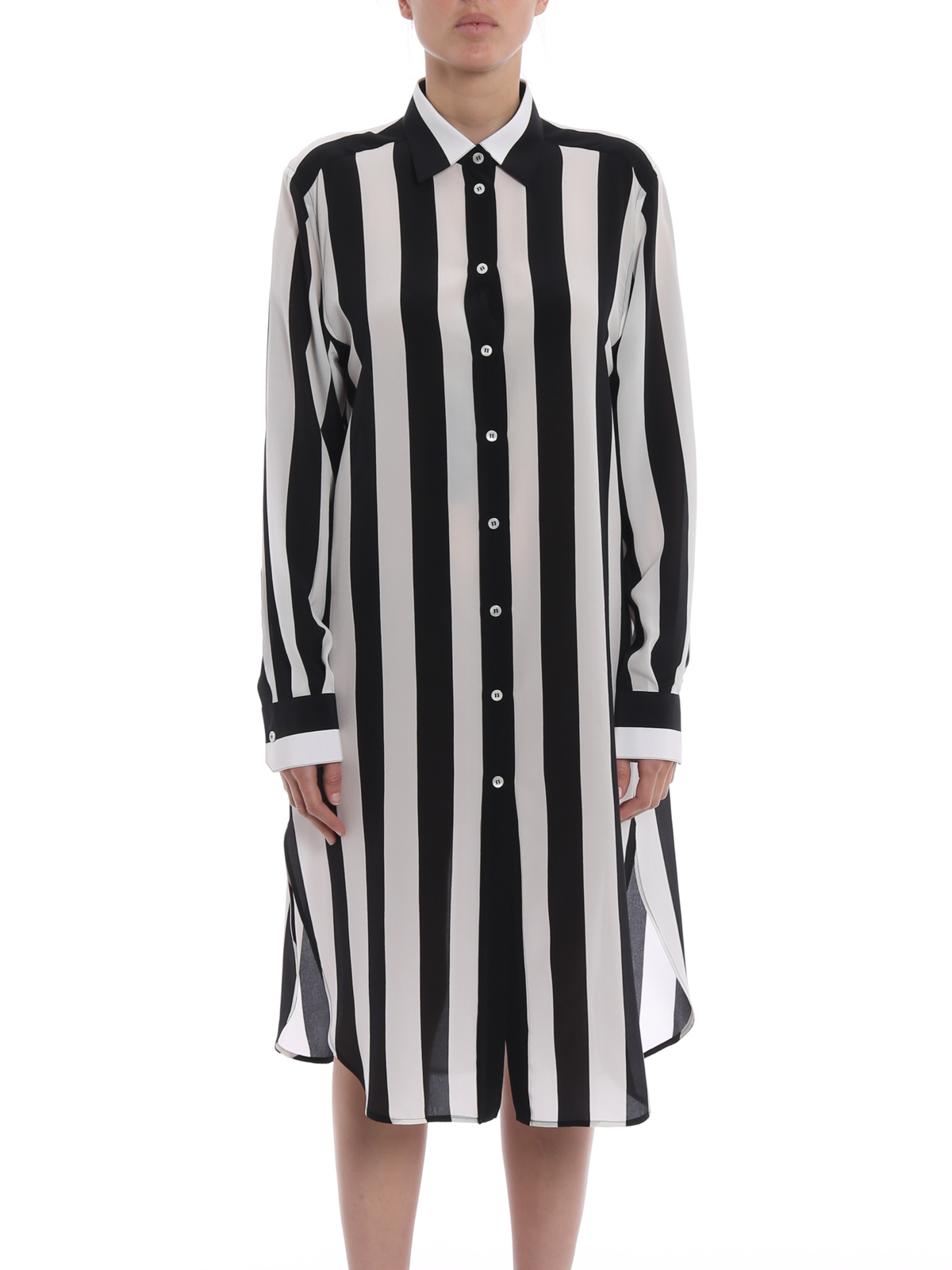 Shirts Dolce & Gabbana - Striped silk crepe long shirt - F5I93TFR1AZHWP49