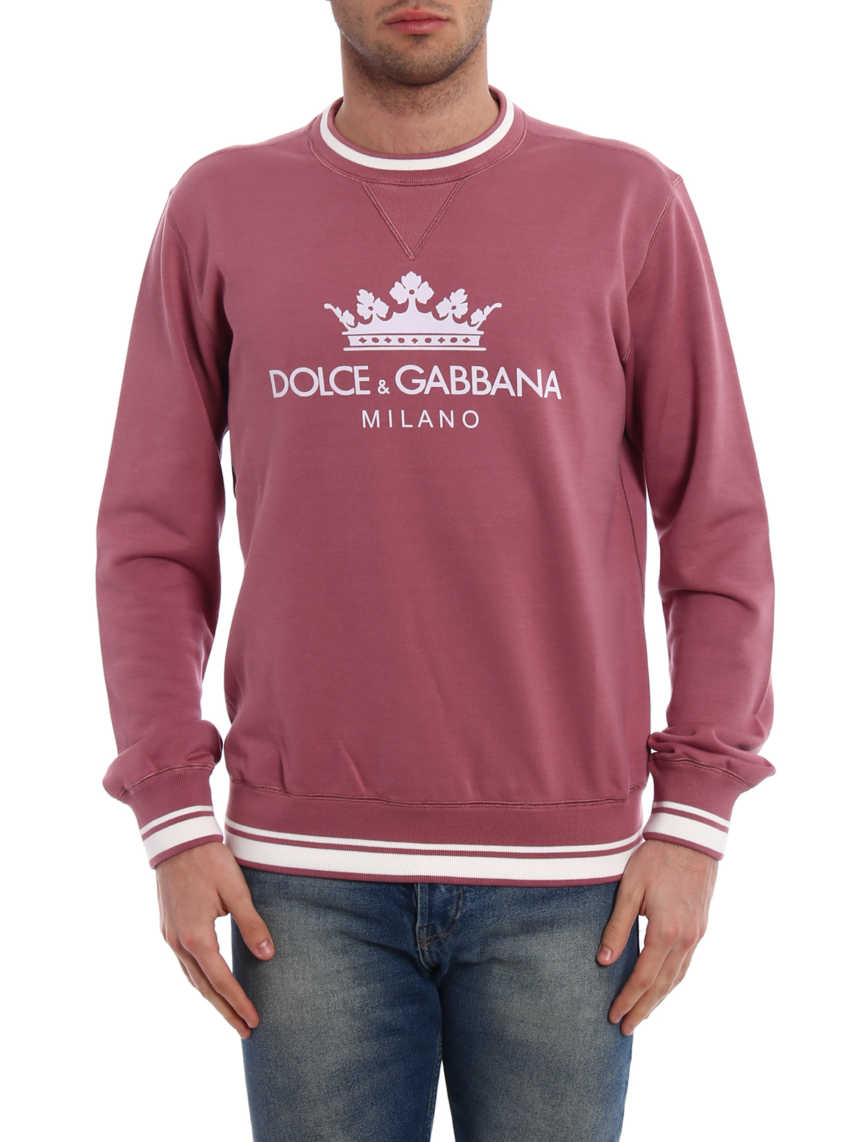 Sweatshirts & Sweaters Dolce & Gabbana - Crown logo dark pink sweatshirt -  G9KJ3THU7ALF0461