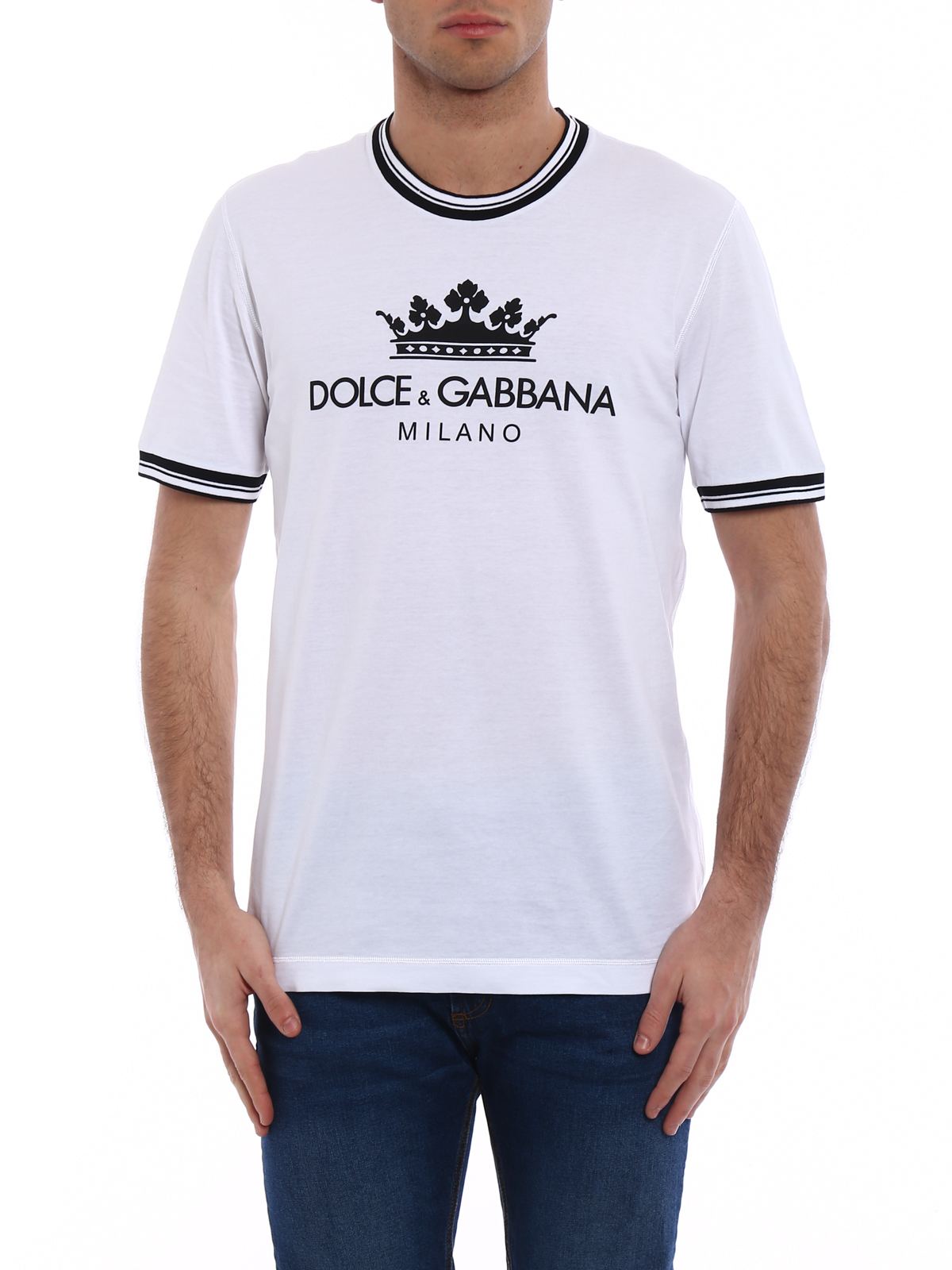 Soaked Tariff hard working T-shirts Dolce & Gabbana - DG Crown white cotton T-shirt - G8II3TFU7EQW0800