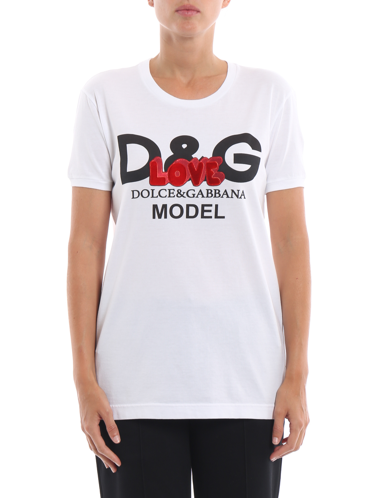 Dolce & Gabbana - D&G Model Love embroidery white Tee - t-shirts ...