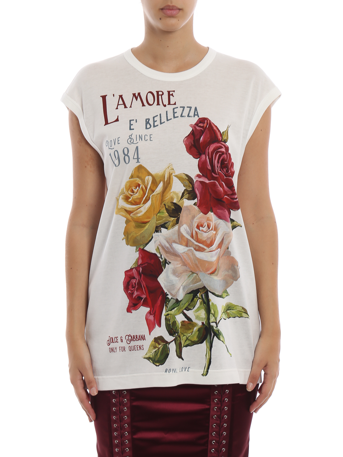 Dolce Gabbana L Amore E Bellezza Sleeveless Long T Shirt T Shirts F8h93tfh71phat06