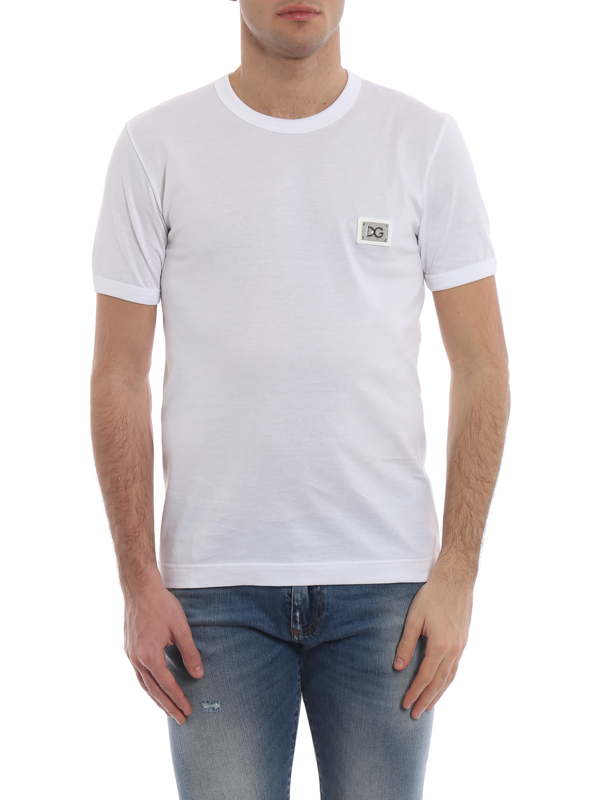 taktik Permanent handikap T-shirts Dolce & Gabbana - Logo patch short sleeve cotton Tee -  G8IV0TG7RMHW0800
