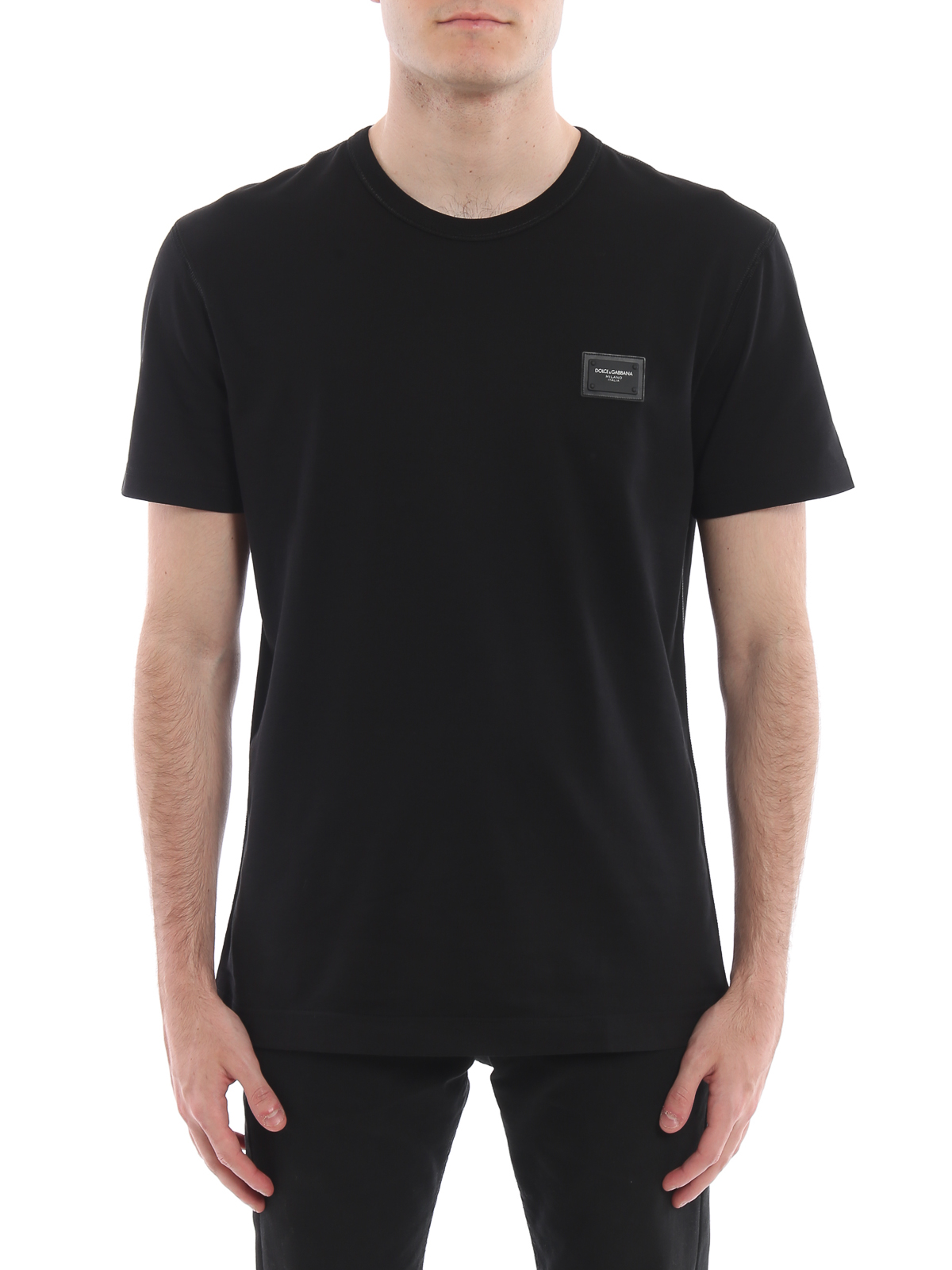 wiel telex Microcomputer T-shirts Dolce & Gabbana - Logo plaque black T-shirt - G8KJ9TFU7EQN0000
