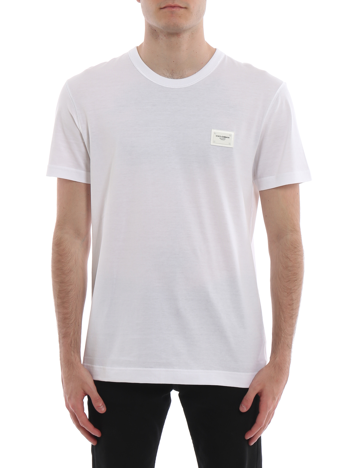 T-shirts Dolce & Gabbana - Logo plaque white T-shirt - G8KJ9TFU7EQW0800
