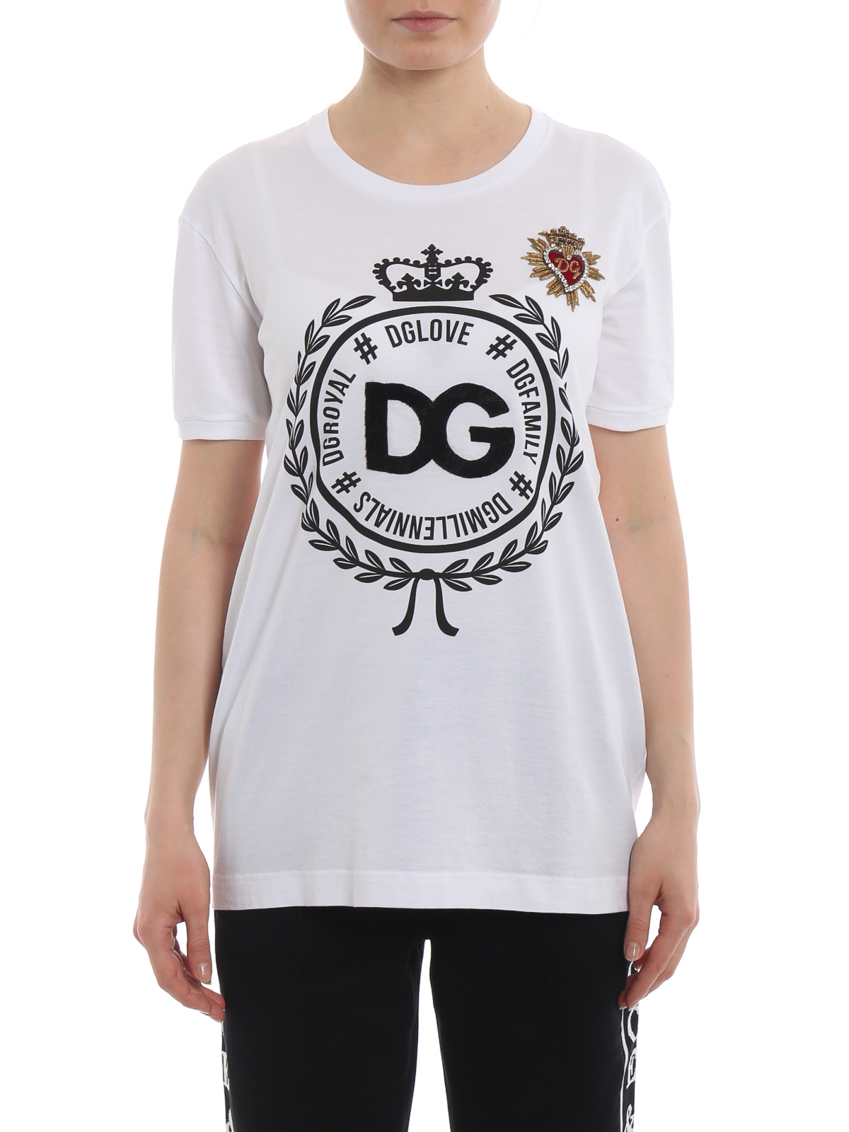 T-shirts Dolce & Gabbana - Sacred heart and logo over T-shirt ...