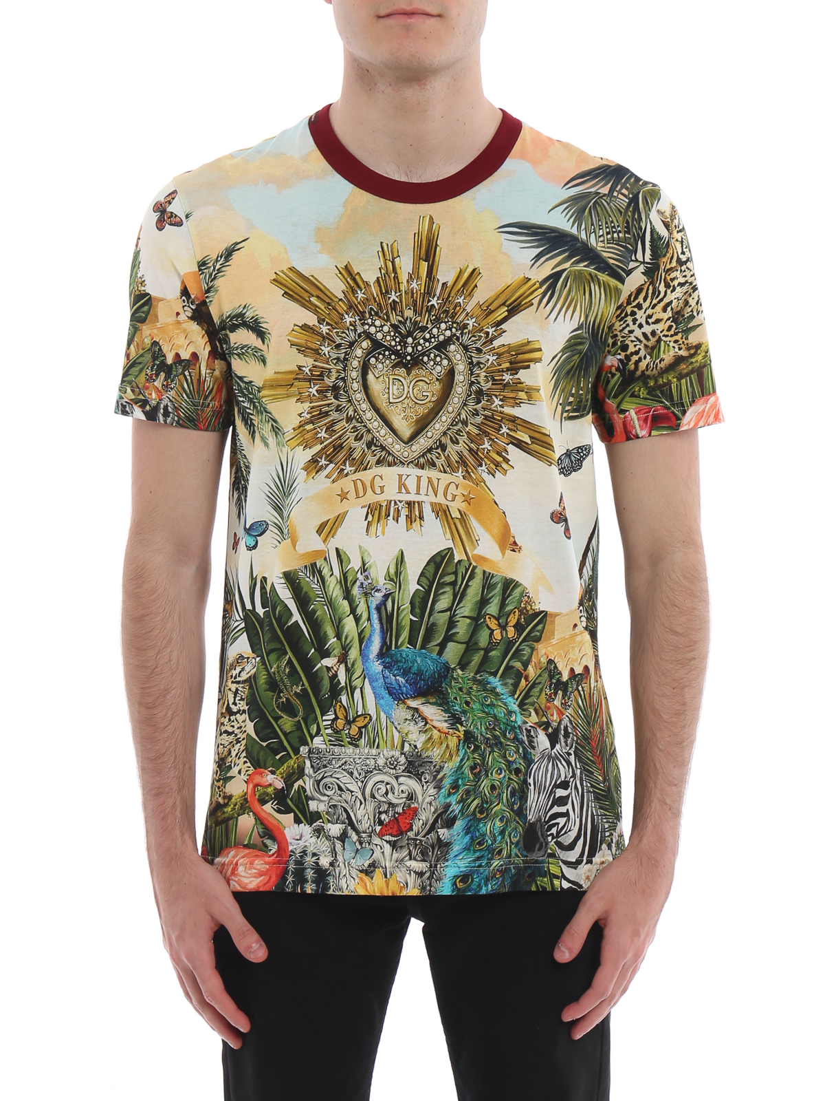 buy Airfield Break apart T-shirts Dolce & Gabbana - Tropico DG King print T-shirt - G8KBATHH7YPHHIH3