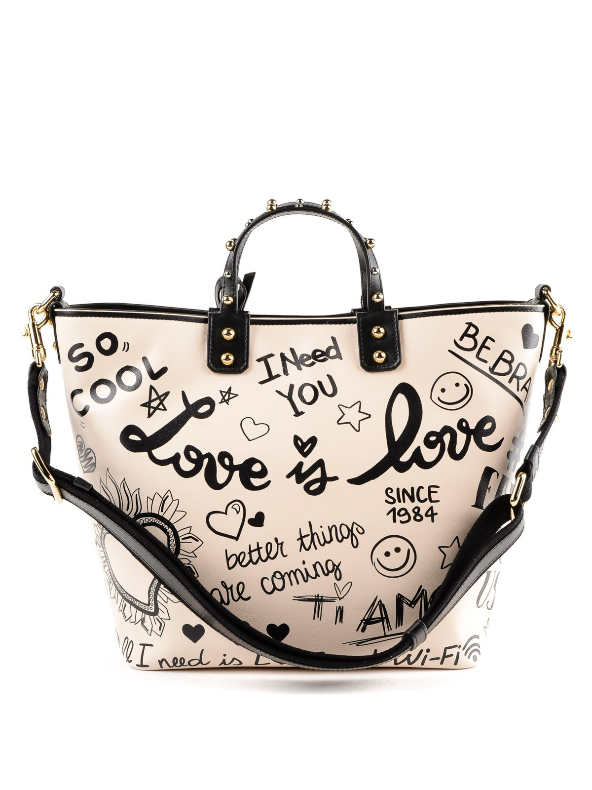 Totes bags Dolce & Gabbana - Beatrice graffiti printed leather tote -  BB6201AV210HAP52