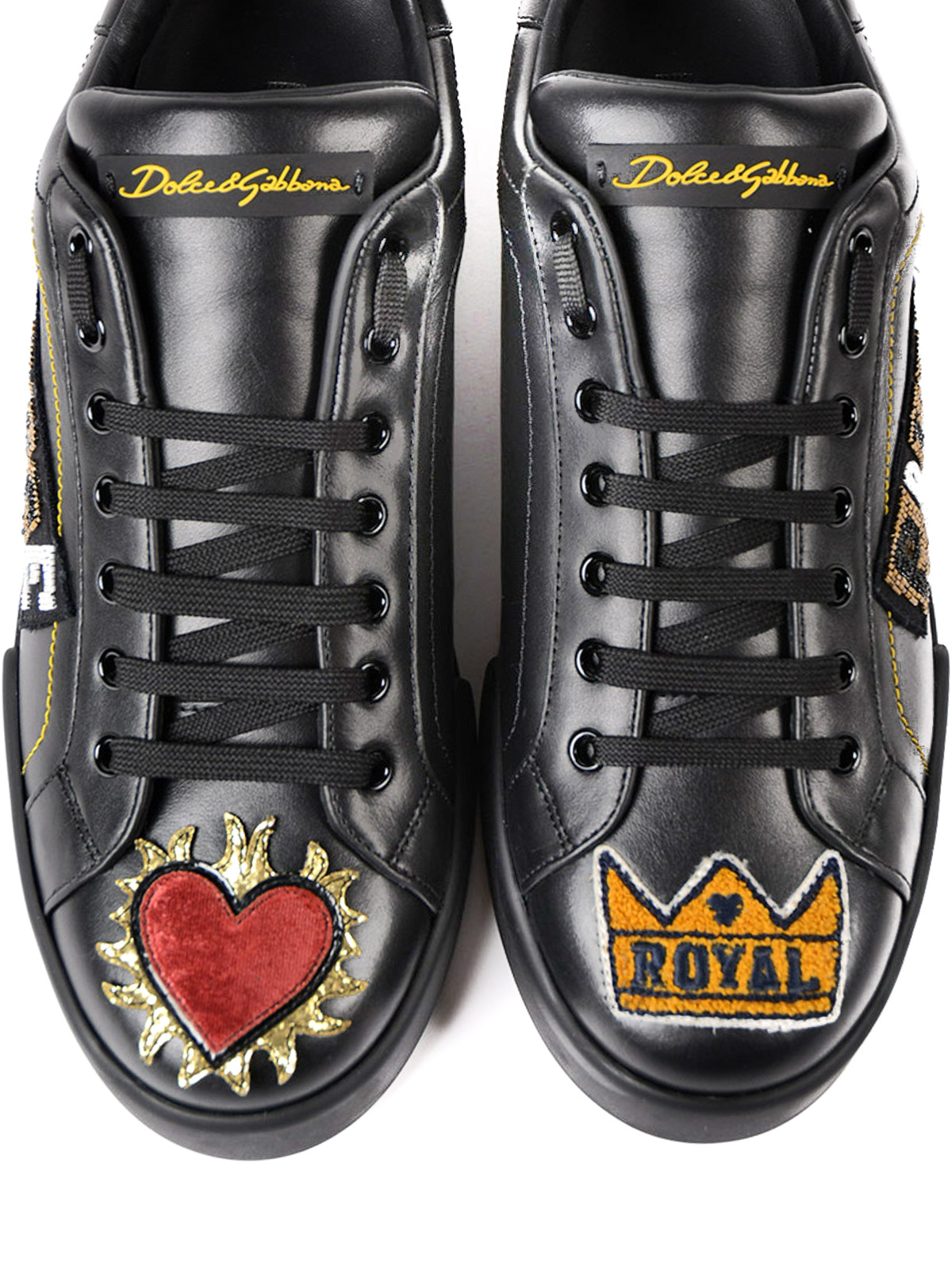 Trainers Dolce & Gabbana - Beaded Prince patch leather sneaker -  CS1545H12089850