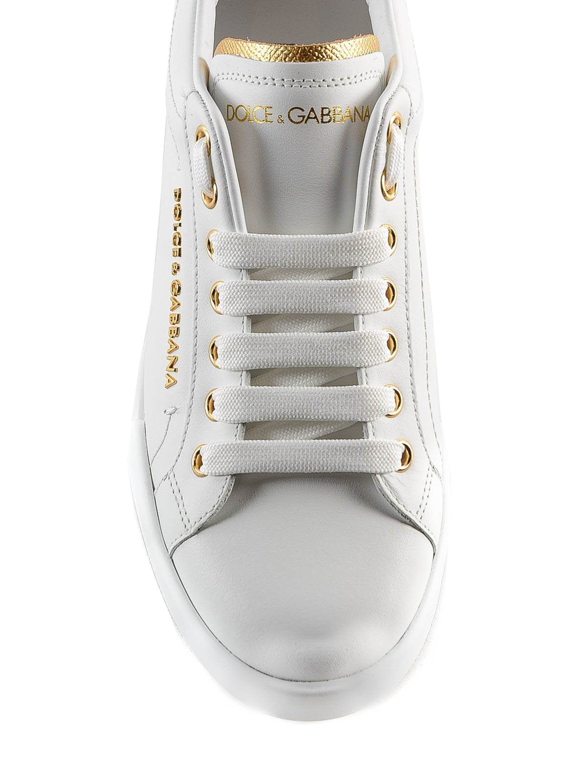 Logo pearl white leather sneakers 