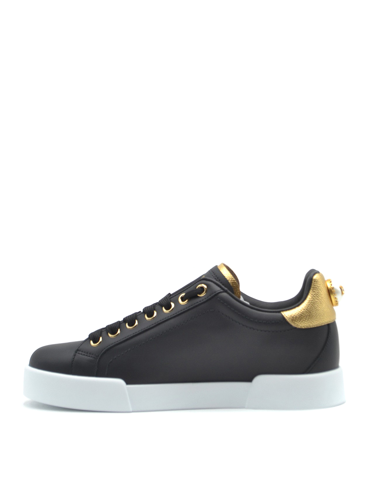 Trainers Dolce & Gabbana - Portofino maxi pearl black leather sneakers ...