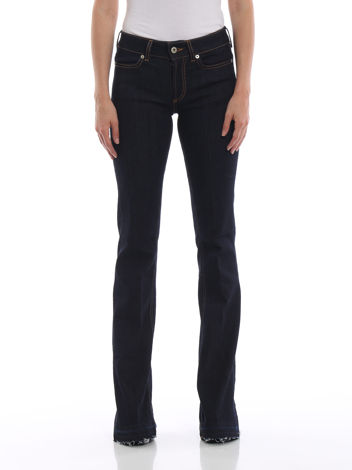 Neon skinny fit bootcut dark wash jeans 