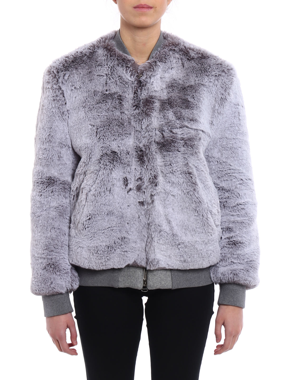 Fur & Shearling Coats Dondup - Grey faux fur bomber jacket 