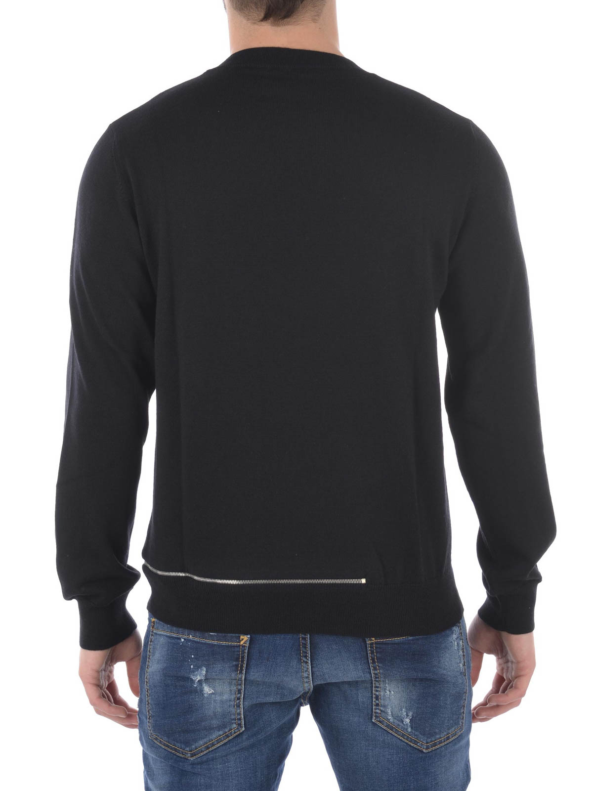 Dsquared2 - Openable zip detailed wool crewneck - crew necks ...