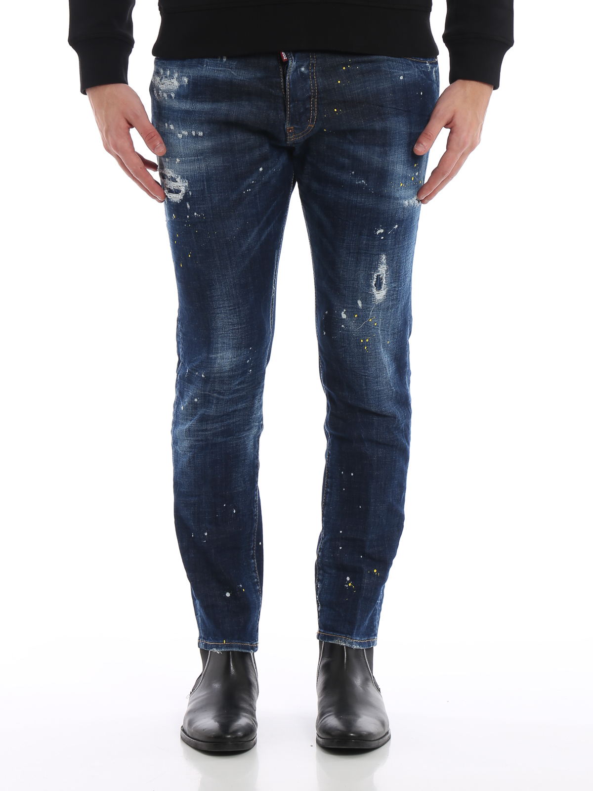 Cigarette jeans with yellow spots 