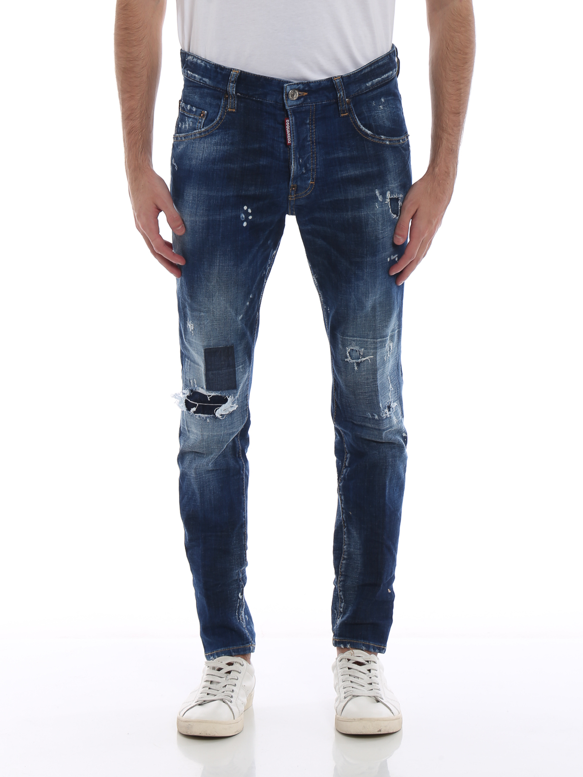 Straight leg jeans Dsquared2 - Skater dark wash destroyed effect 