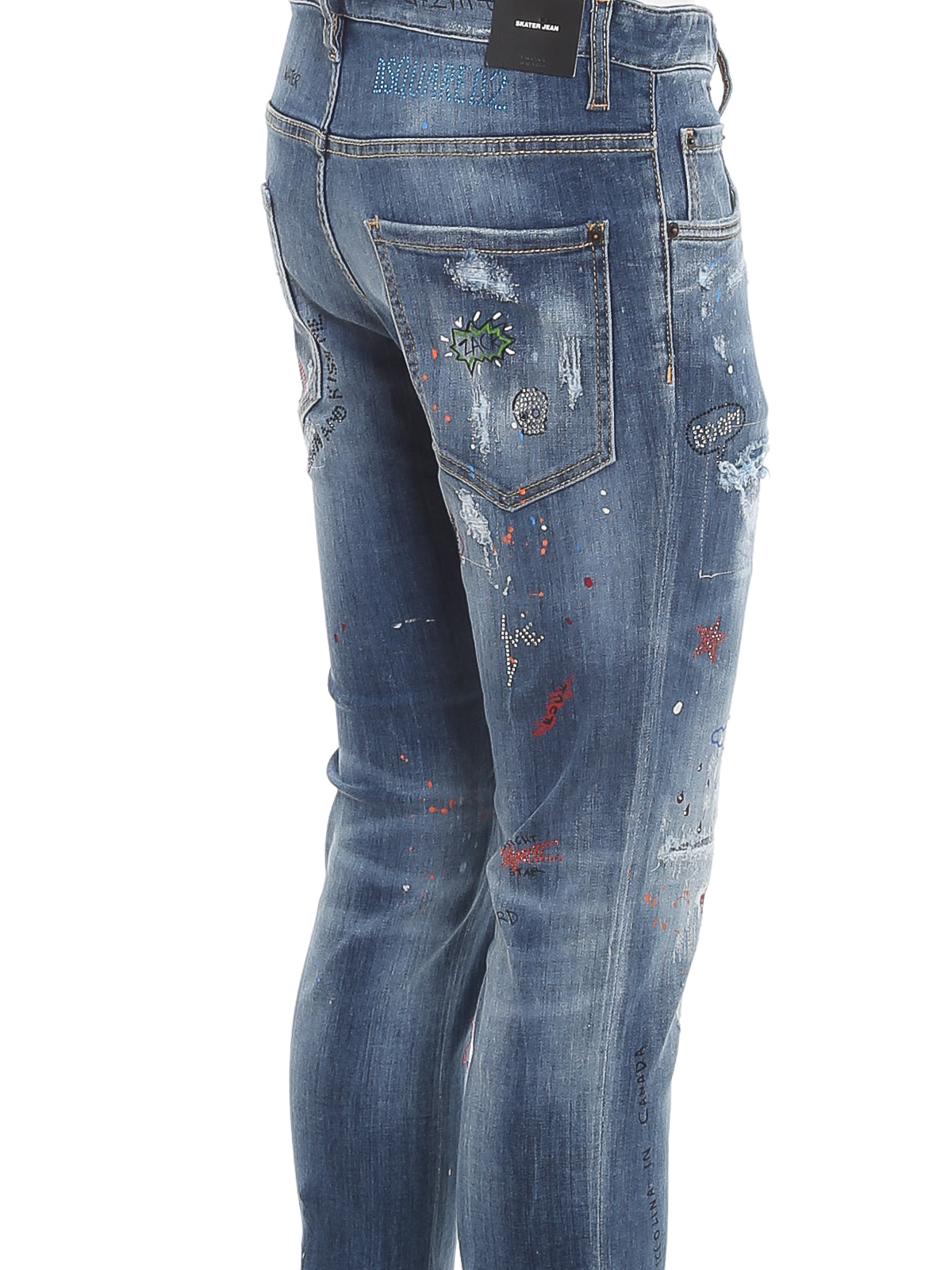 Straight leg jeans Dsquared2 - Skater rhinestone printed jeans 