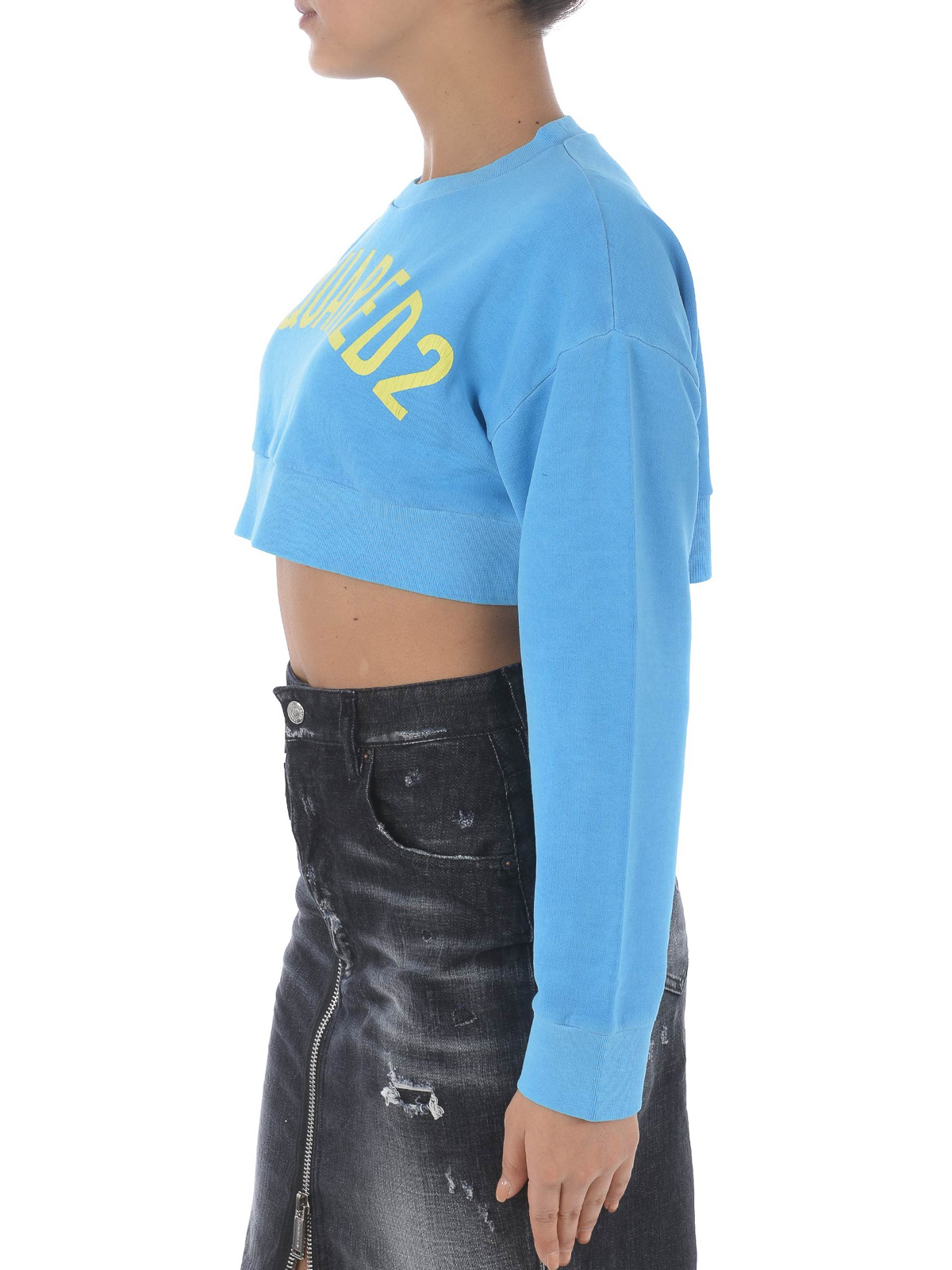 light blue cropped sweatshirt