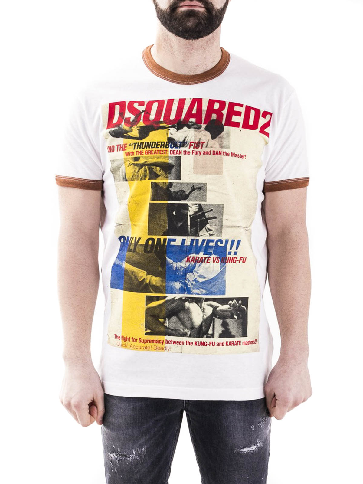 Dsquared2 Karate Vs Kung Fu T Shirt تی شرت S71gd02s