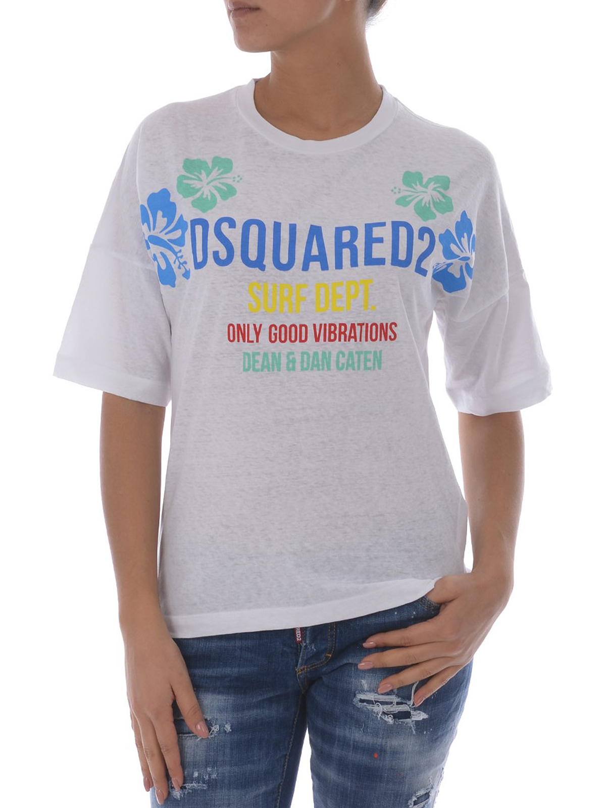ik heb dorst Chemie afgewerkt T-shirts Dsquared2 - Surf Dept. white T-shirt - S72GD0076S22507100