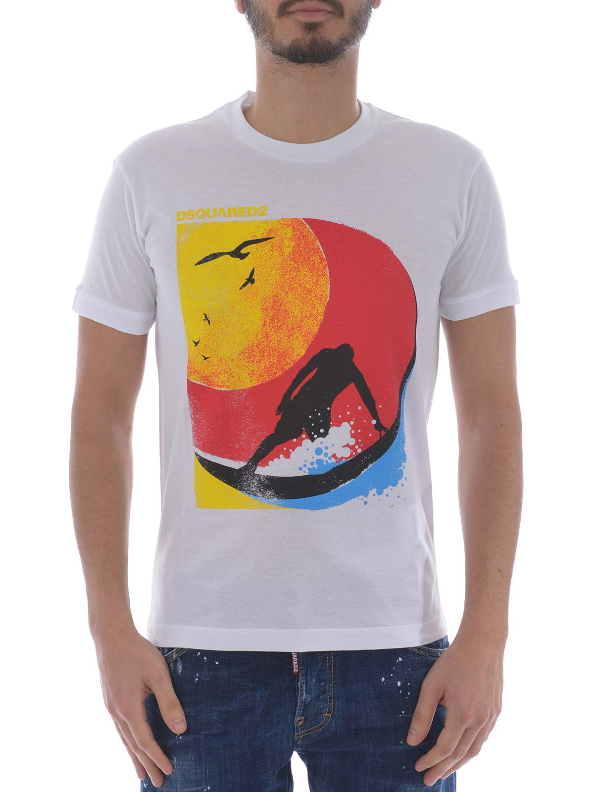 half acht extract verkoper T-shirts Dsquared2 - Surf print cotton T-shirt - S71GD0649S22427100