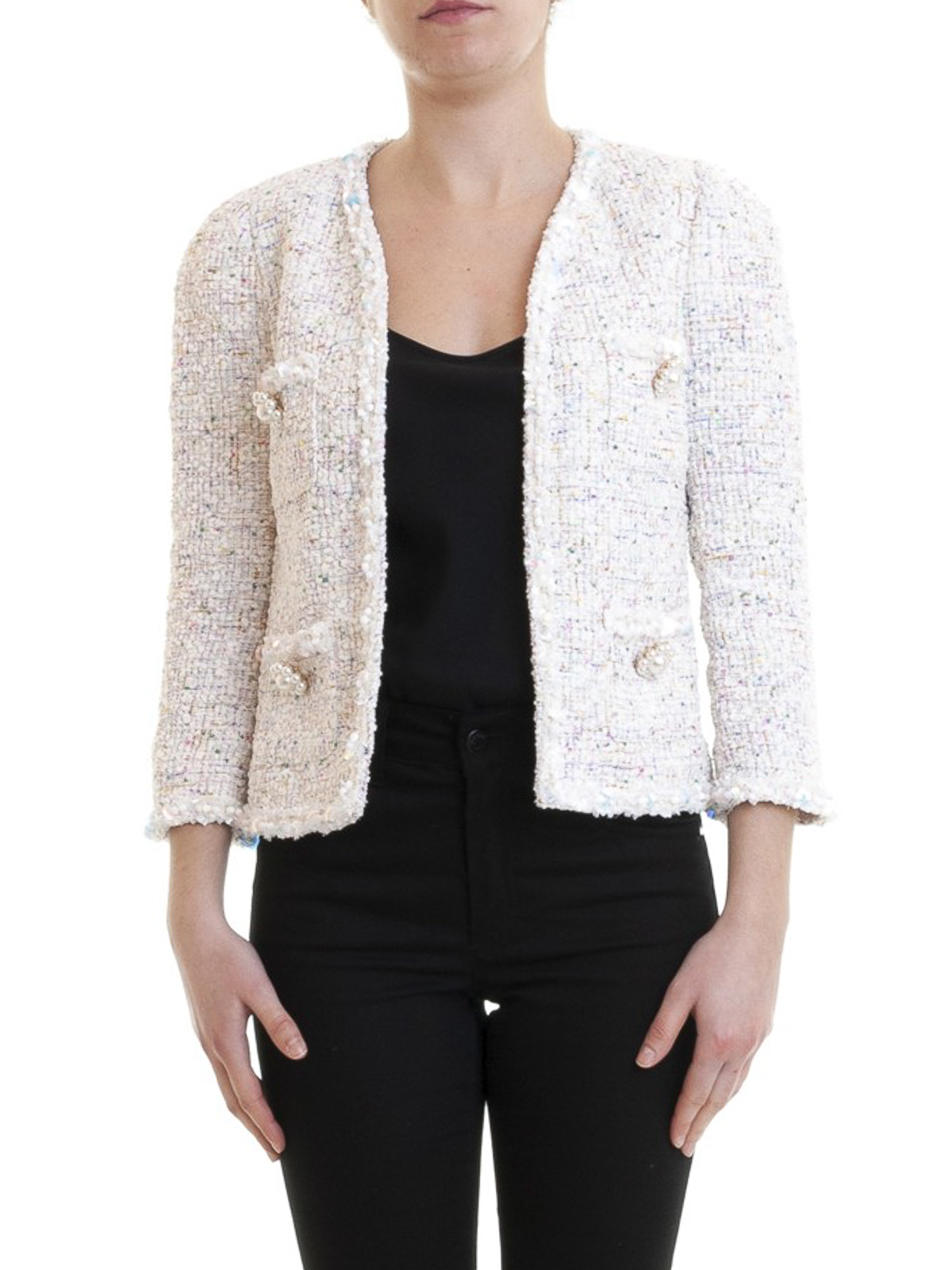 tweed jacket with pearls