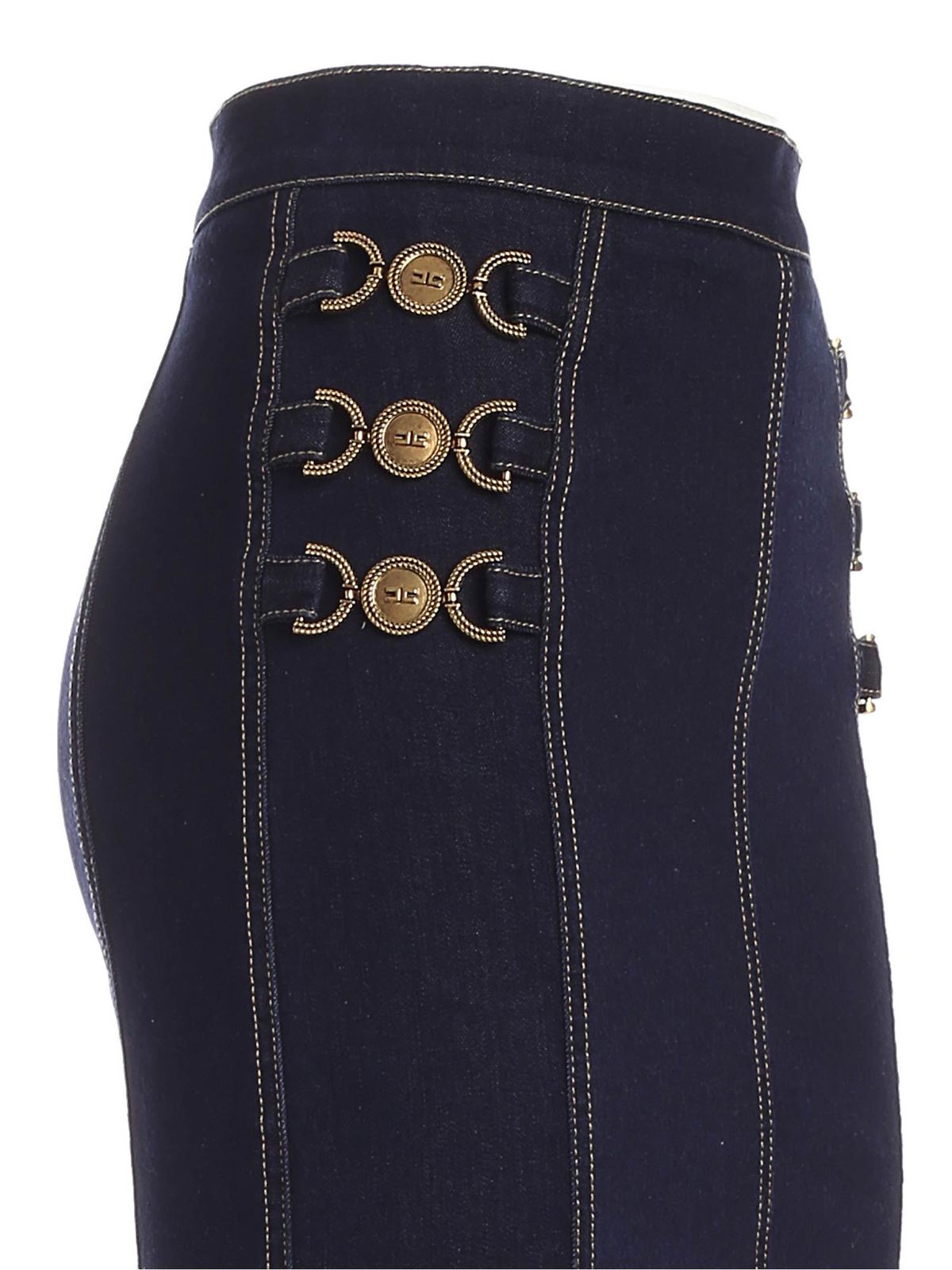 Mini skirts Elisabetta Franchi - Golden buttons skirt in blue ...