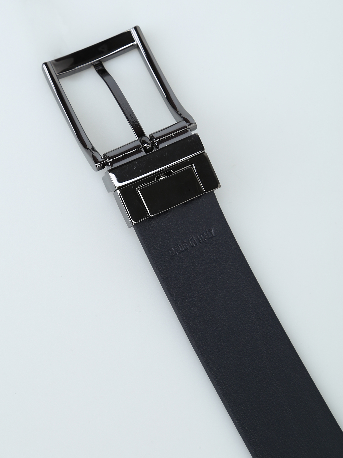 Belts Emporio Armani - Blue grained leather reversible belt ...