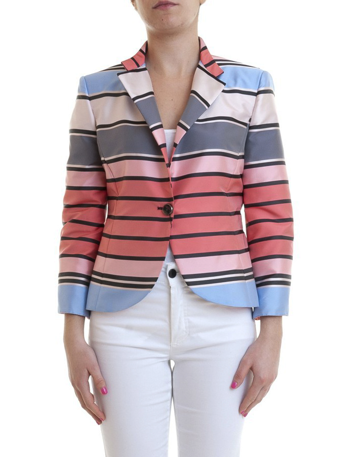 Blazers Emporio Armani - Multicolour striped crop blazer jacket -  2NG45T22103010