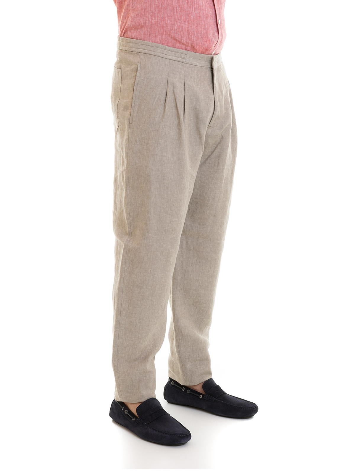 Casual trousers Emporio Armani - Elastic waist beige linen trousers -  W1P62SW1S29115