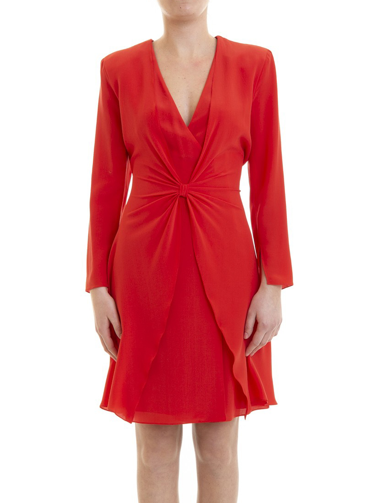 Emporio Armani - Red silk draped dress 