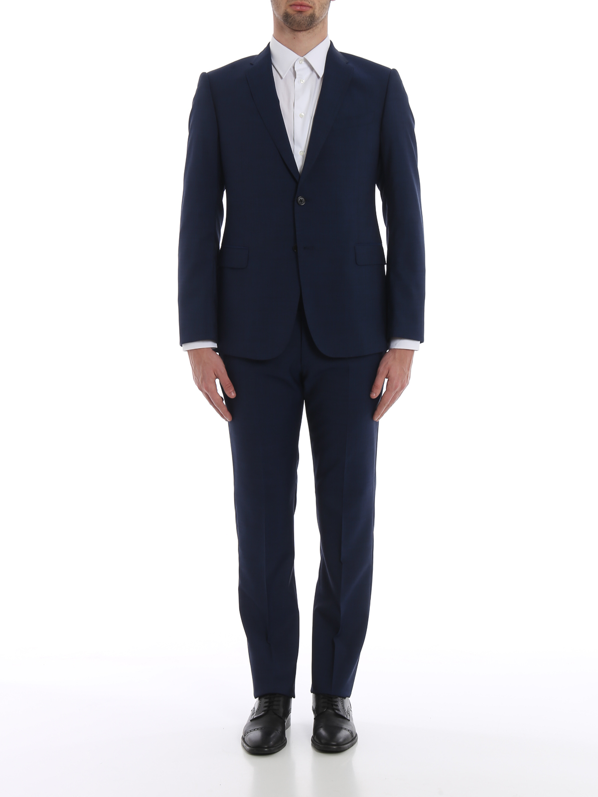 Formal suits Emporio Armani - Shimmering blue virgin wool suit ...