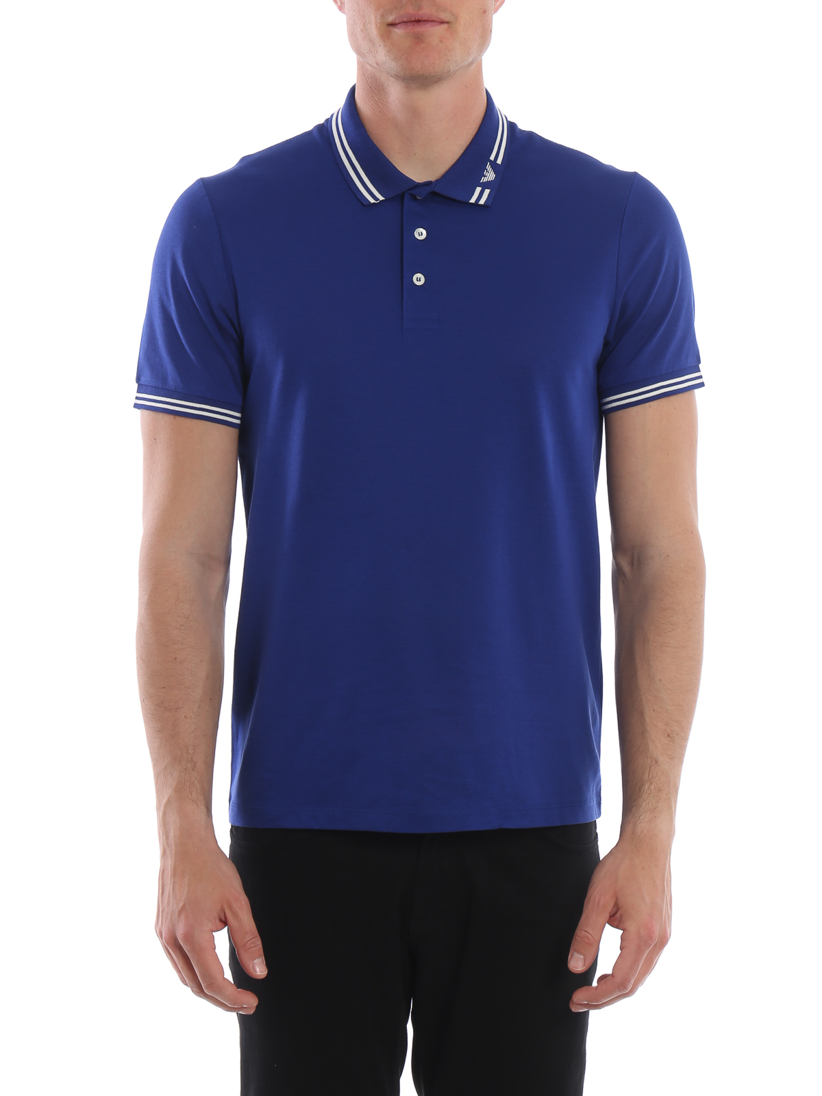 Polo shirts Emporio Armani - Branded collar bright blue polo shirt -  3G1FL01JBQZ0948