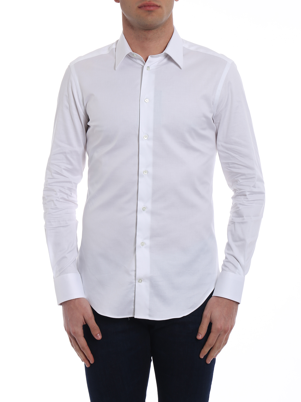 Shirts Emporio Armani - Cotton poplin white slim fit shirt - W1CS5LW1C45100