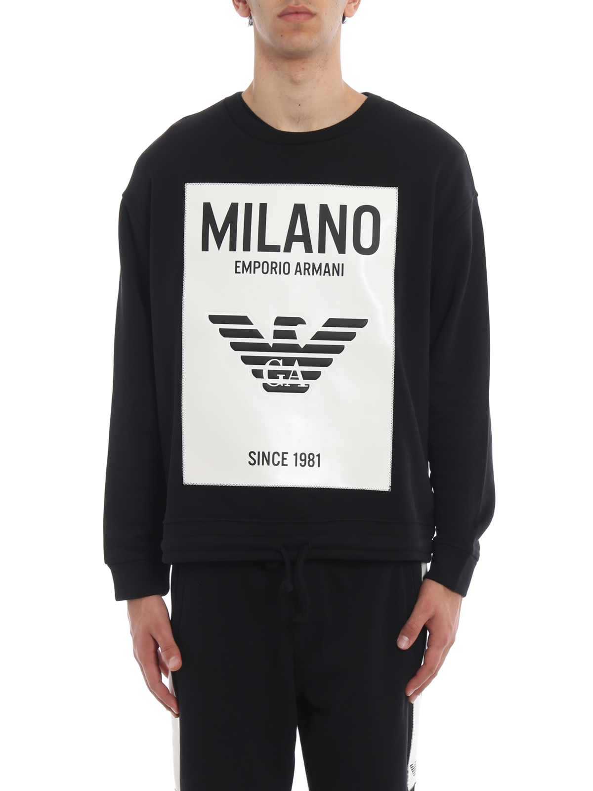 Sweatshirts & Sweaters Emporio Armani - Rubberised Milano logo cotton sweat  - 3Z1M711J36Z0999
