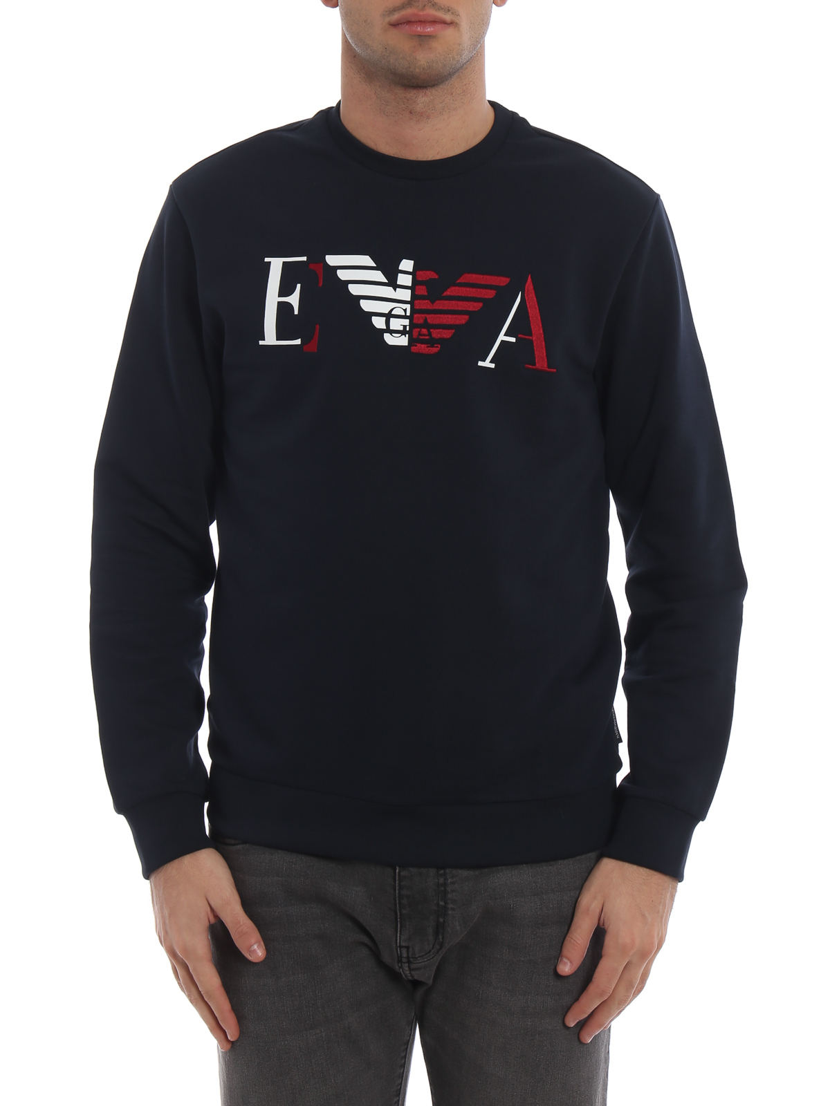 Sweatshirts & Sweaters Emporio Armani - Two-tone logo cotton blend  sweatshirt - 6Z1MB31J07Z0922