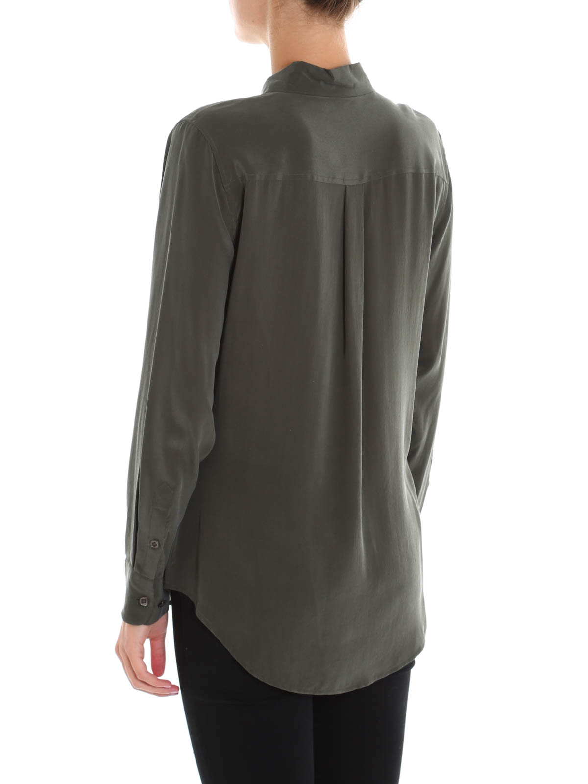 Equipment Camisa Verde Oscuro Para Mujer Camisas Equipment Camisa Verde Oscuro Para Mujer Camisas