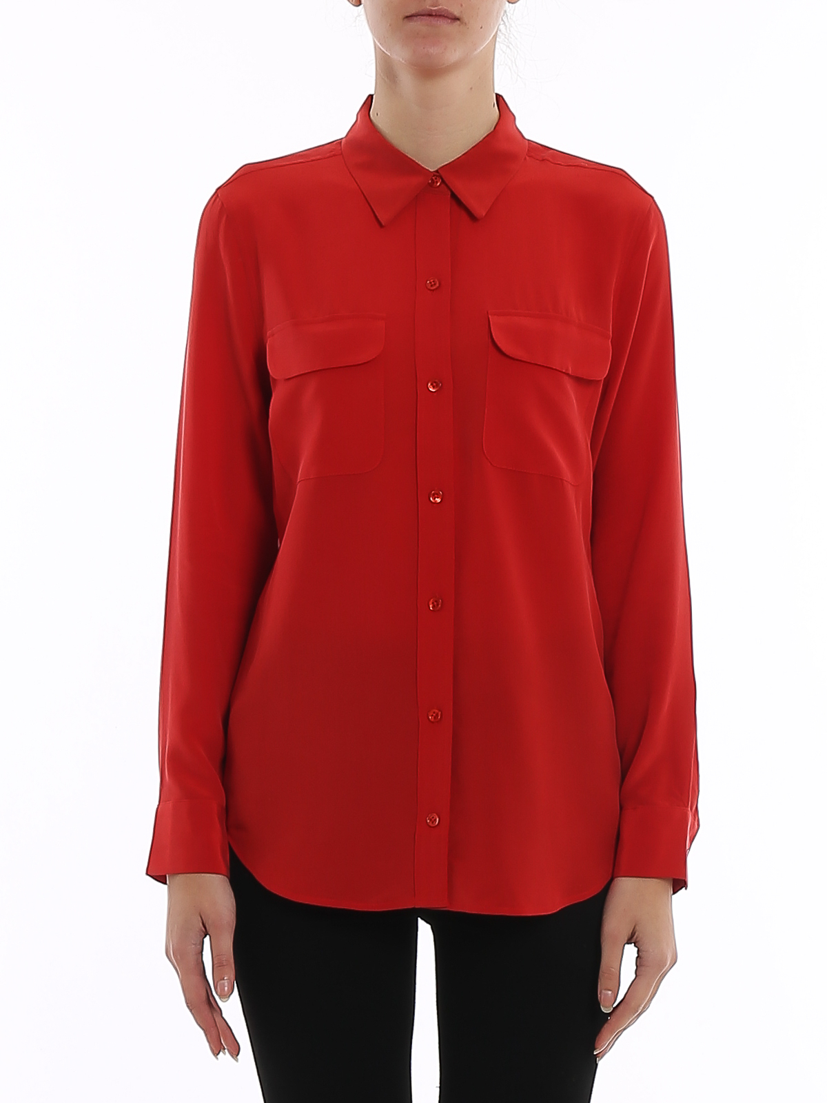 Shirts Equipment - Slim Signature silk shirt - 195Q23E231AURAORANGE