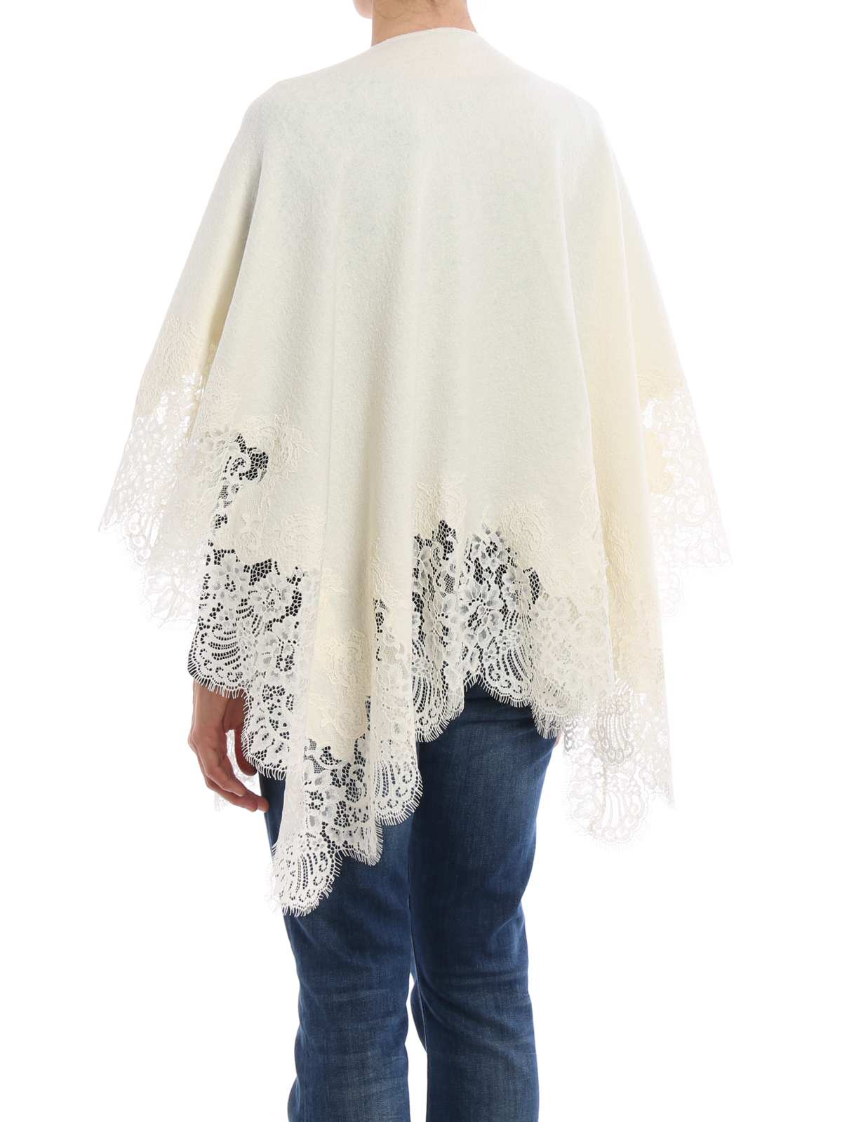 Capes & Ponchos Ermanno Scervino - See-through lace trimmed wool